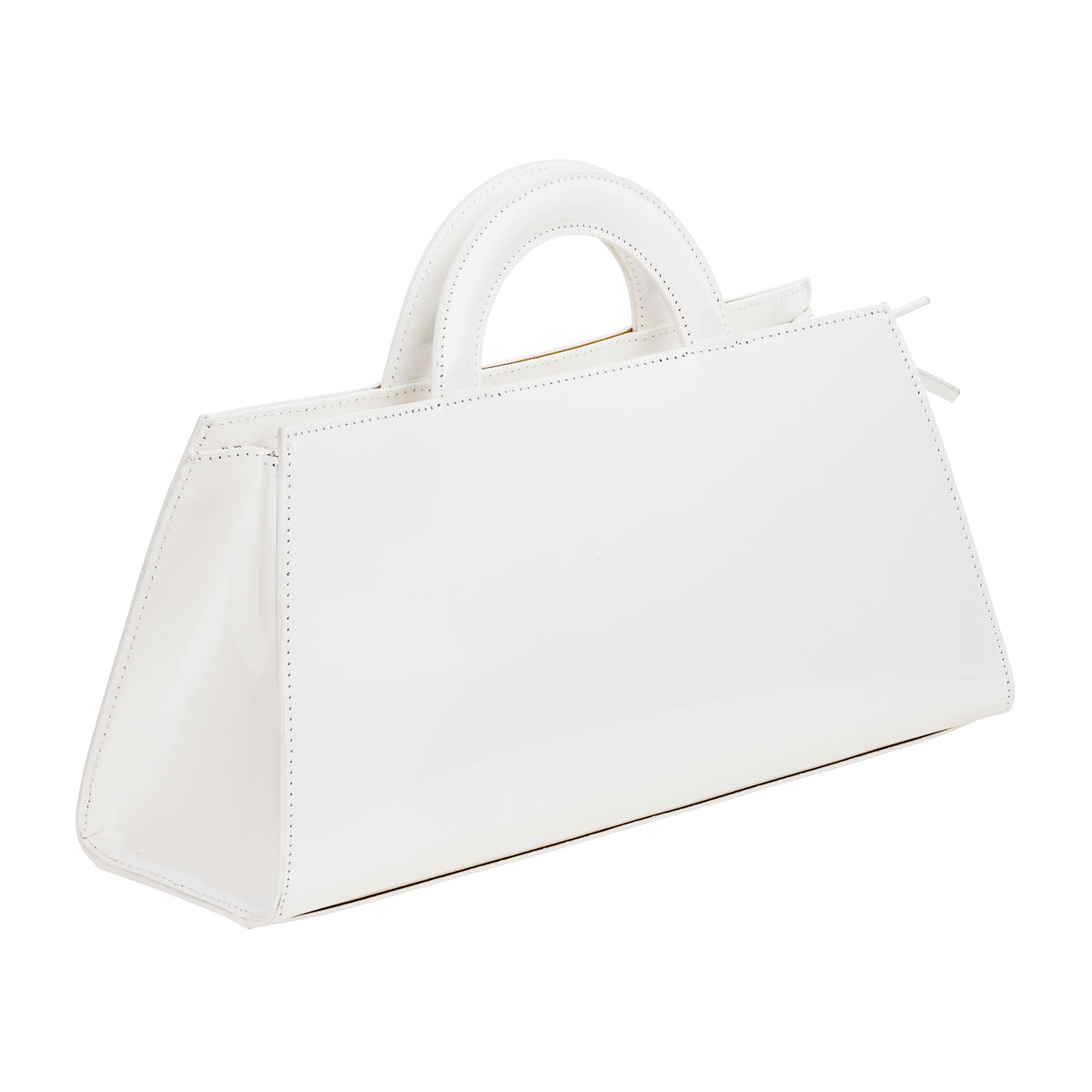 White Leather Micro top handle bag