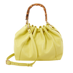 Donatella - Shopping bag manico bamboo Giallo