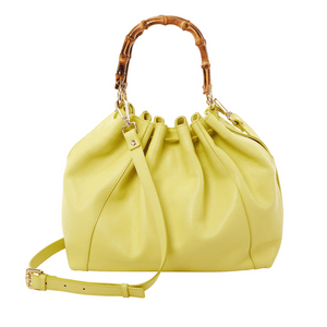 
                
                    Load image into Gallery viewer, Donatella - Shopping bag manico bamboo Giallo
                
            