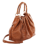 Donatella - Shopping bag in cocco con manici in bamboo Marrone