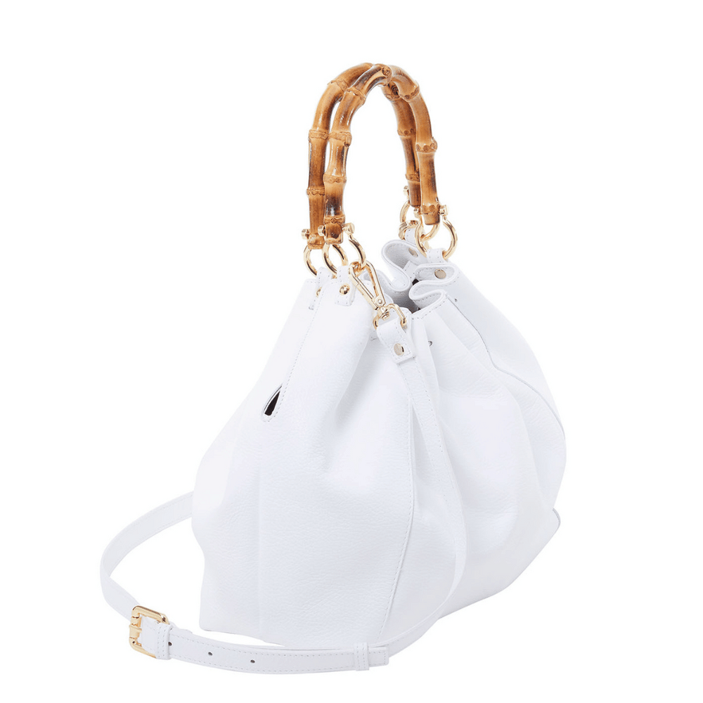Donatella - Shopping bag manico bamboo Bianco