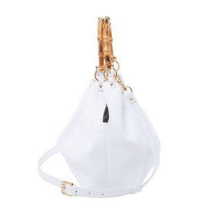 Donatella - Shopping bag manico bamboo Bianco