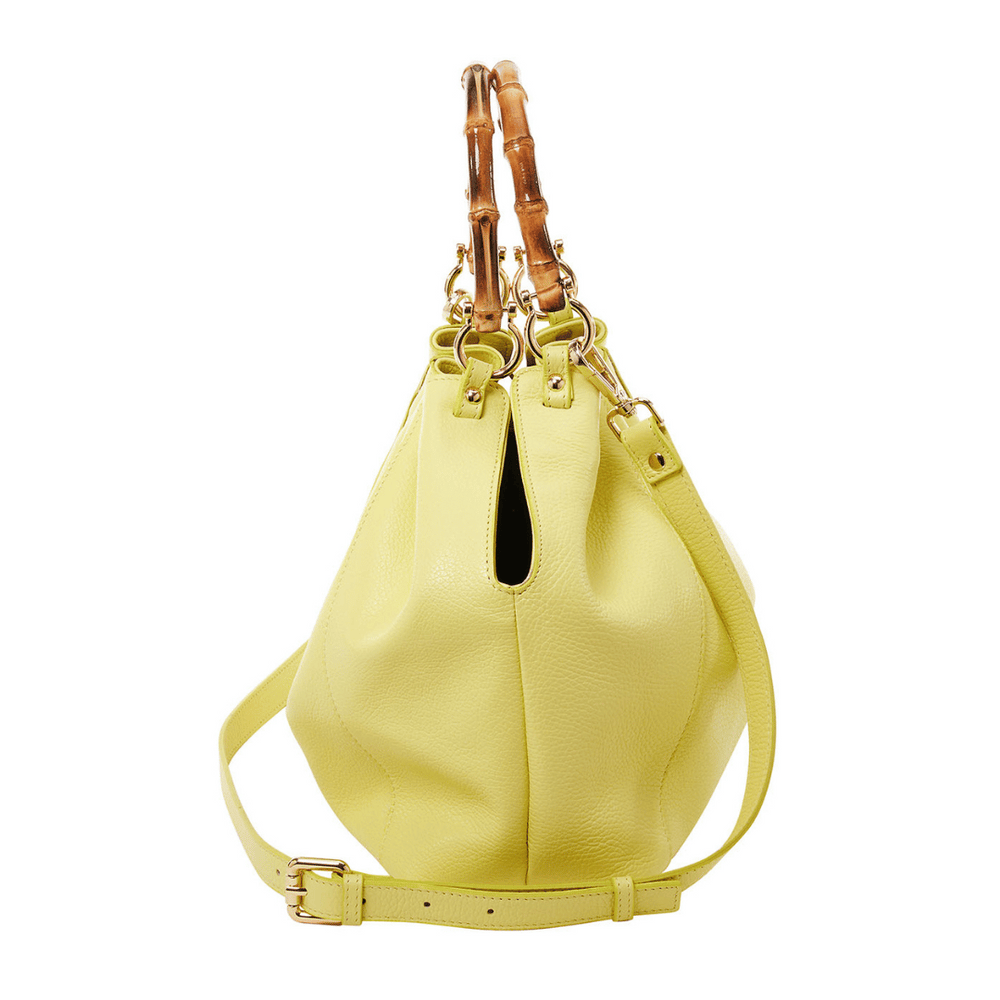 Donatella - Shopping bag manico bamboo Giallo – Claudia Firenze