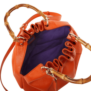 Donatella - Shopping bag manico bamboo Arancio