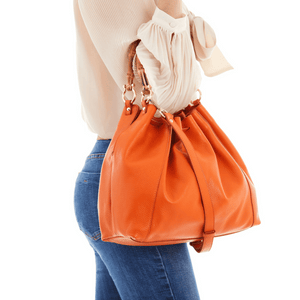 Donatella - Shopping bag manico bamboo Arancio