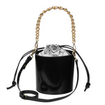 Carolina - Black bucket bag with golden chain
