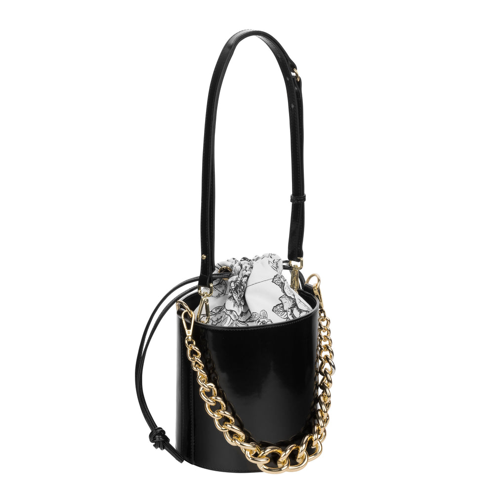 Carolina - Black bucket bag with golden chain