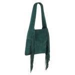 Emma - Deep Green Fringed Hobo Bag