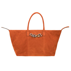 
                
                    Load image into Gallery viewer, Eva - Orange Carryall Bag with front chain
                
            