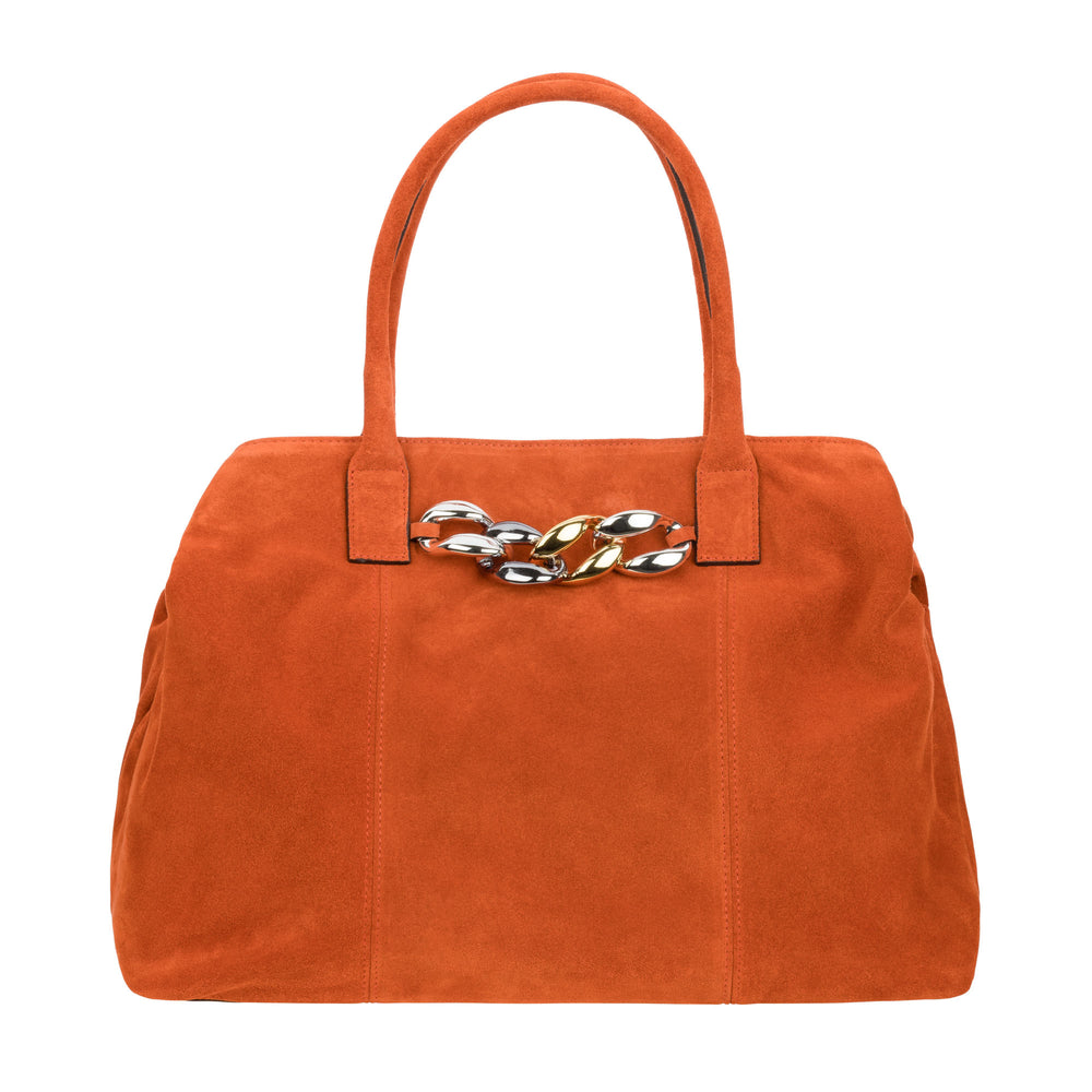 Eva - Orange Carryall Bag with front chain