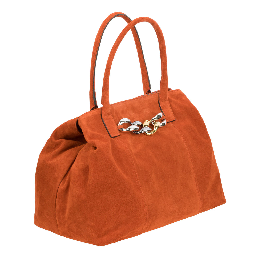 Eva - Orange Carryall Bag with front chain – Claudia Firenze