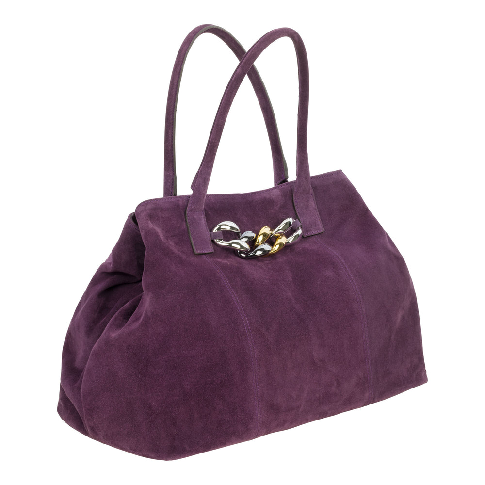 
                
                    Load image into Gallery viewer, Eva - Purple Carryall Bag with front chain
                
            