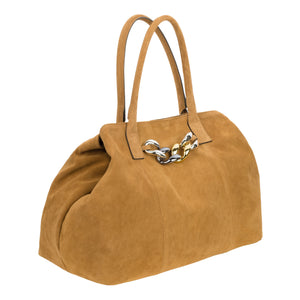 Eva - Shopping Bag con catena oversize Ocra