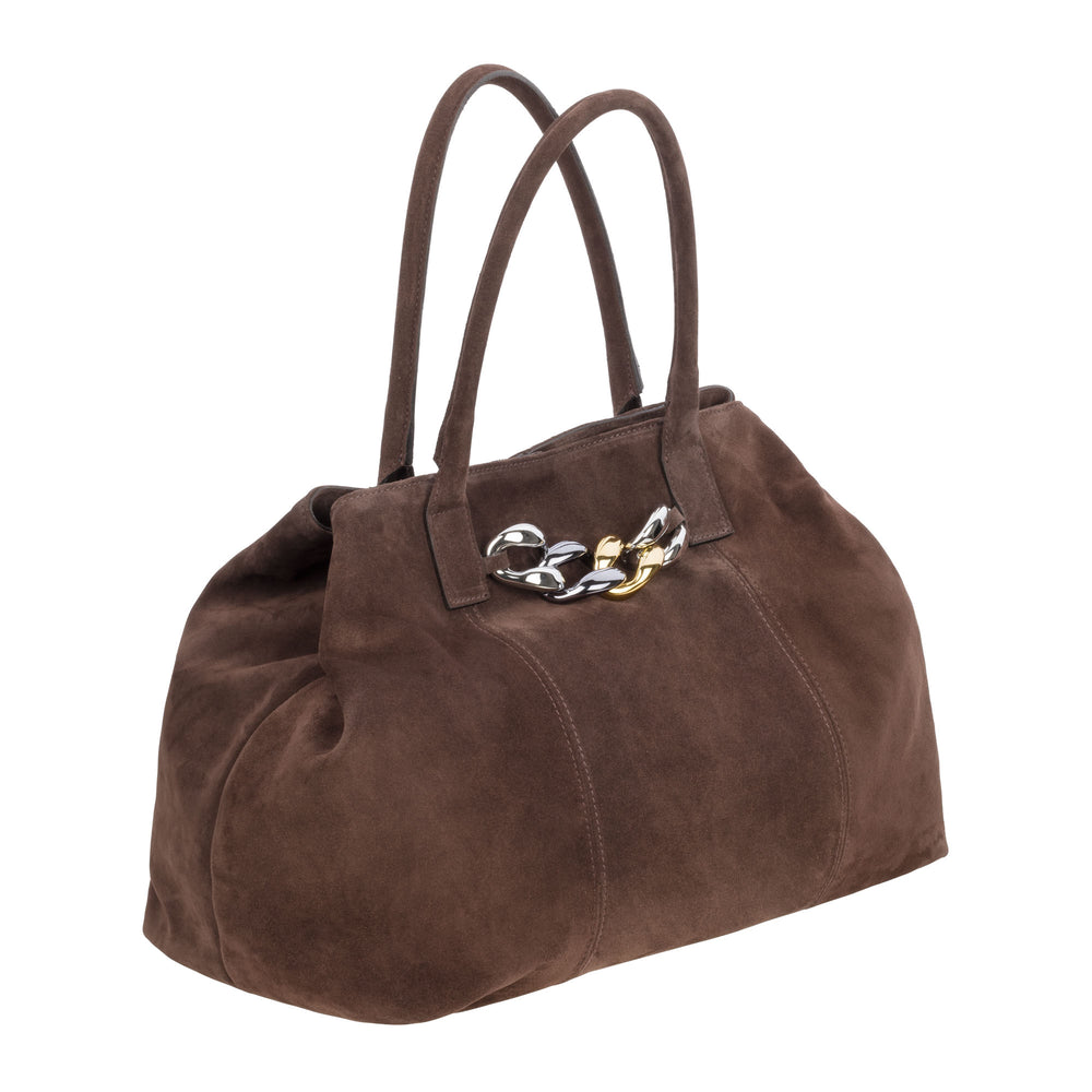 Eva - Brown Carryall Bag with front chain – Claudia Firenze